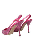 Dolce & Gabbana Pink Strass Crystal Heels Slingbacks Shoes