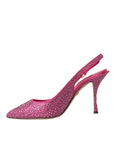 Dolce & Gabbana Pink Strass Crystal Heels Slingbacks Shoes
