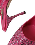 Dolce & Gabbana Pink Strass Crystal Heels Slingbacks Shoes