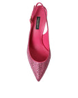 Dolce & Gabbana Pink Strass Crystal Heels Slingbacks Shoes