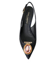 Dolce & Gabbana Blue Jacquard Crystal Slingback Heel Shoes