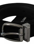 Dolce & Gabbana Black Velvet Silver Tone Metal Buckle Men Belt