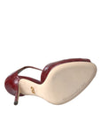 Dolce & Gabbana Dark Red Leather Gold Devotion Heart Sandals Shoes