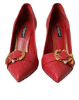 Dolce & Gabbana Red Devotion Leather Heels Pumps Shoes