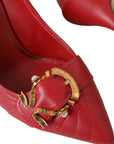 Dolce & Gabbana Red Devotion Leather Heels Pumps Shoes