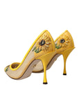Dolce & Gabbana Yellow Sunflower Mesh Heels Pumps Shoes