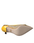 Dolce & Gabbana Yellow Sunflower Mesh Heels Pumps Shoes