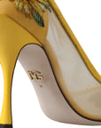Dolce & Gabbana Yellow Sunflower Mesh Heels Pumps Shoes