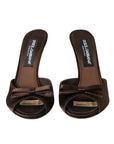 Dolce & Gabbana Brown Suede Leather Slides Heels Sandals Shoes
