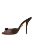 Dolce & Gabbana Brown Suede Leather Slides Heels Sandals Shoes