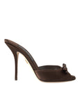 Dolce & Gabbana Brown Suede Leather Slides Heels Sandals Shoes