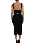 Dolce & Gabbana Black Sheath Halter Sleeveless Midi Dress