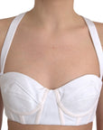 Versace White Viscose Bustier Sleeveless Cropped Top