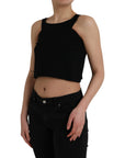 Dolce & Gabbana Black Sleeveless Round Neck Cropped Tank Top