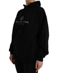 Balenciaga Black Cotton Logo Hooded Pullover Sweatshirt Sweater