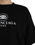 Balenciaga Black Cotton Logo Crew Neck Short Sleeves T-shirt