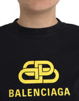 Balenciaga Black Cotton Logo Print Crew Neck Short Sleeves T-shirt