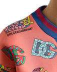 Dolce & Gabbana Salmon Pink Logo Print Sweatshirt Sweater