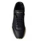 Dolce & Gabbana Black Leather DAYMASTER Mens Sneakers Shoes