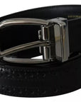 Dolce & Gabbana Black Leather Silver Metal Buckle Classic Belt