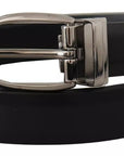 Dolce & Gabbana Black Classic Leather Chrome Metal Buckle Belt