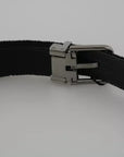 Dolce & Gabbana Black Velvet Leather Silver Buckle Belt