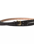 Dolce & Gabbana Dark Brown Leather Gold Metal Buckle Women Belt