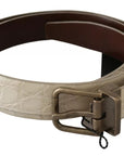 Dolce & Gabbana Cream Beige Gold Buckle Waist Leather Belt