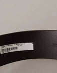 Dolce & Gabbana Dark Brown Wide Calf Leather Logo Round Buckle Belt