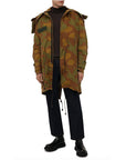 Dsquared² Camo Textured Hooded Parka with Leather Details