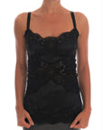 Dolce & Gabbana Silk Blend Black Lace Top Dressing Gown