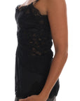 Dolce & Gabbana Silk Blend Black Lace Top Dressing Gown