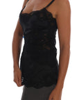Dolce & Gabbana Silk Blend Black Lace Top Dressing Gown