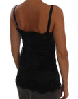 Dolce & Gabbana Silk Blend Black Lace Top Dressing Gown