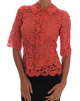 Dolce & Gabbana Elegant Orange Floral Lace Crystal Cardigan Blouse