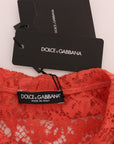 Dolce & Gabbana Elegant Orange Floral Lace Crystal Cardigan Blouse