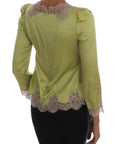 Dolce & Gabbana Elegant Floral Lace Silk Blouse