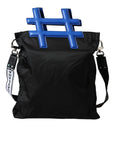 Dolce & Gabbana Black Nylon Blue Leather Hashtag Shopping Tote Bag