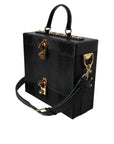 Dolce & Gabbana Black Lizard Embossed Calfskin Leather Double Box Bag