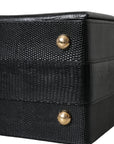 Dolce & Gabbana Black Lizard Embossed Calfskin Leather Double Box Bag
