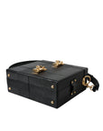 Dolce & Gabbana Black Lizard Embossed Calfskin Leather Double Box Bag