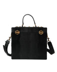 Dolce & Gabbana Black Lizard Embossed Calfskin Leather Double Box Bag