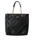 Dolce & Gabbana Black Leather JUNGLE Quilted Shopping Tote Bag