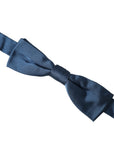 Dolce & Gabbana Blue Satin Silk Adjustable Neck Men Bow Tie