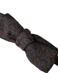 Dolce & Gabbana Brown Fantasy Silk Wool Adjustable Neck Men Bow Tie