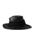 Dolce & Gabbana Black Leather DG Coin Crystal Wide Brim Hat