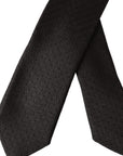 Dolce & Gabbana Black Patterned Silk Adjustable Men Tie