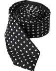 Dolce & Gabbana Black Patterned 100%Silk Adjustable Tie