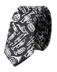 Dolce & Gabbana Black Trumpet Print Silk Adjustable Tie