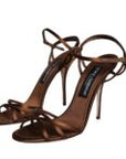Dolce & Gabbana Bronze Ankle Strap Stiletto High Heels Sandals Shoes